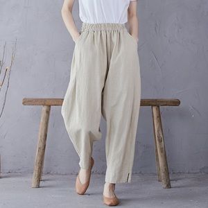 Womens Wide Leg Linen Pants